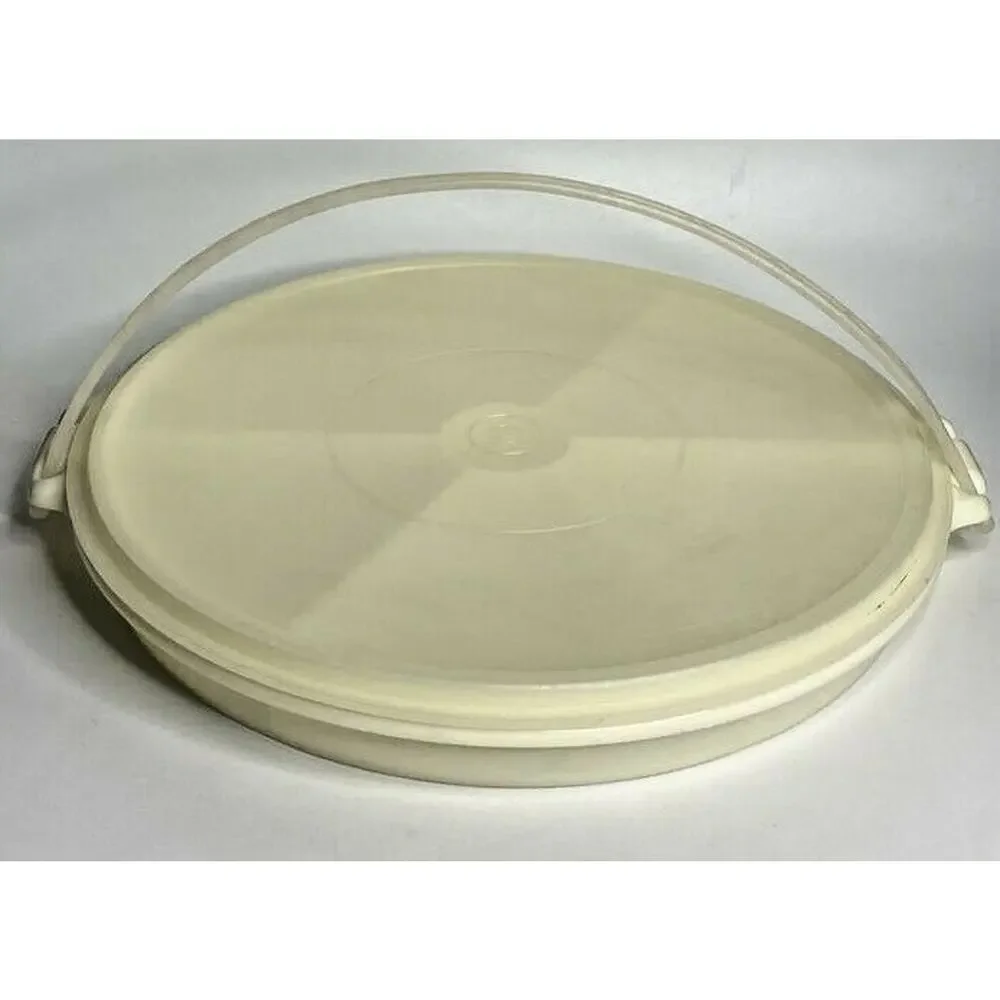 Vintage Tupperware Party Snack Divided Serving Tray‎ With Lid & Strap 405-2 U181